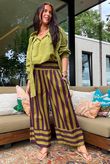 Bloc Stripe Wide Leg Pant Aubergine & Olive